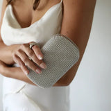 Clutch de noche dorado y cristal para novia