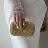 Clutch de noche dorado y cristal para novia
