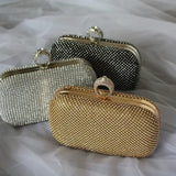 Clutch de noche dorado y cristal para novia