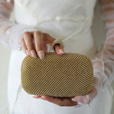 Clutch de noche dorado y cristal para novia