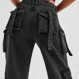 Corsé vaquero para mujer – Corte estructurado – Espalda con cordones – Estilo casual corto