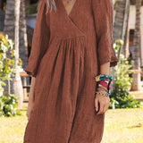 Julia - Vestido cruzado con escote en V para mujer - Mangas 3/4 - Conjunto casual de verano