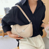 Bolso de hombro de viaje de piel sintética con cadena de mariposa.