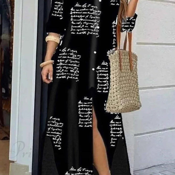 Vestido camisero con bolsillos abotonados - Mangas largas