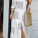 Vestido camisero con bolsillos abotonados - Mangas largas