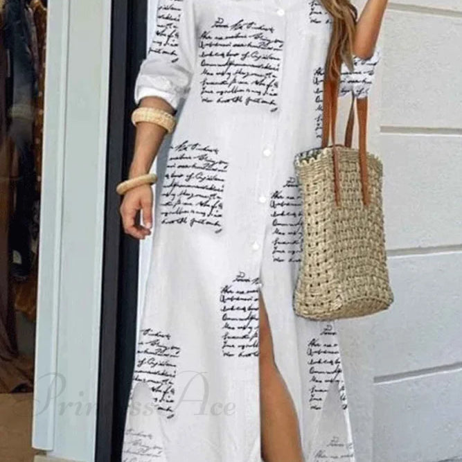 Vestido camisero con bolsillos abotonados - Mangas largas