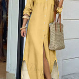 Vestido camisero con bolsillos abotonados - Mangas largas