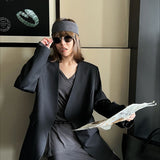 Blazer negro informal de gran tamaño