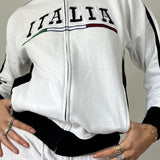 Sudadera retro con cremallera y bordado estilo gótico Y2K