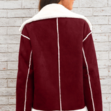 Abrigo de invierno de felpa cálido e informal con cuello.
