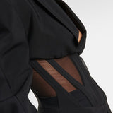 Blazer sexy de malla transparente con un elegante escote en V