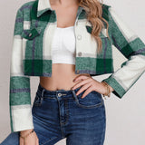 Chaqueta casual a cuadros con mangas largas