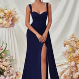 Vestido de noche maxi sexy ajustado con abertura