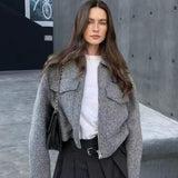 Chaqueta corta de lana estilo streetwear