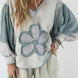 Sudadera con capucha de punto con patchwork floral