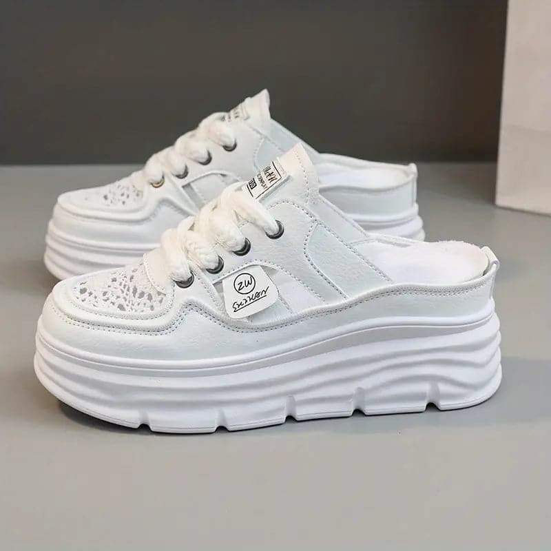 Zapatillas tipo mule para mujer - Suela de plataforma - Cómodas sin cordones - Estilo deportivo y chic