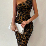 Vestido de mujer - Corte ajustado - Hombros descubiertos - Largo hasta la rodilla - Elegante vestido de noche