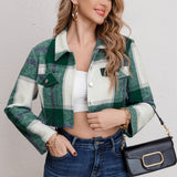 Chaqueta casual a cuadros con mangas largas