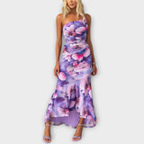 Pia - Vestido maxi con fruncido asimétrico