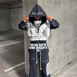 Sudadera con capucha urbana con bloques de color y diamantes de imitación