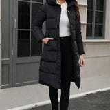 Chaqueta acolchada larga con capucha de talla grande