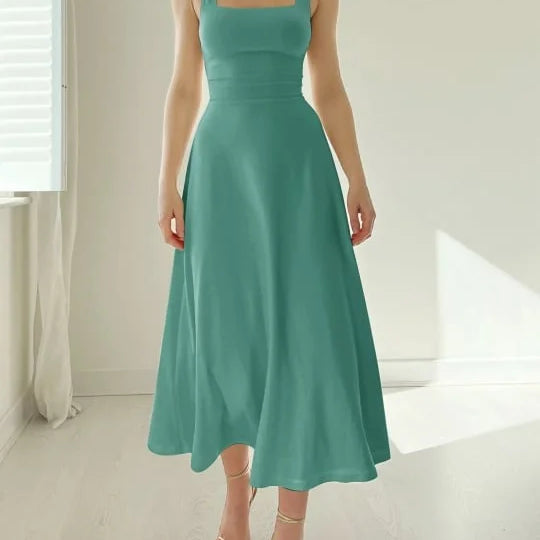 Vestido de algodón de tirantes anchos - Cómodo, elegante y transpirable