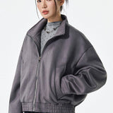 Chaqueta larga estilo motero en piel sintética