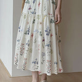 Falda midi plisada de corte A con estampado floral vintage