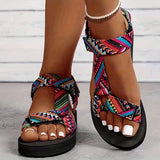 Sandalias de mujer - Suela plana cómoda - Tiras ajustables - Diseño geométrico