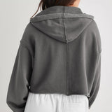 Sudadera con capucha lisa, elegante e informal con cuello en V