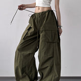 Pantalones cargo de pierna ancha con estampado estilo americano