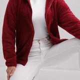 Chaqueta informal de piel sintética con cremallera
