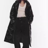 Chaqueta larga acolchada con capucha