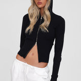 Blusa casual con capucha y cremallera