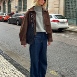 Chaqueta vintage extragrande de ante marrón