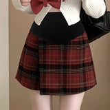 Falda trapecio a cuadros rojos