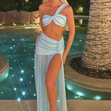 Conjunto de bikini sexy: top de rejilla y falda ajustada
