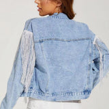 chaqueta vaquera descolorida con flecos
