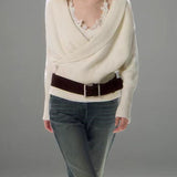 blusa minimalista de punto envolvente