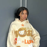 Sudadera con capucha de gran tamaño con estampado de letras abullonadas
