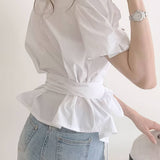 Kasi - Blusa elegante con mangas abullonadas