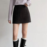 Falda trapecio de lana con lunares