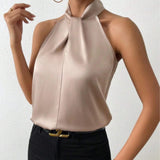 Elegante top de cuello halter para mujer - Estilo sencillo - Perfecto para eventos