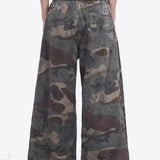 Pantalones cargo de camuflaje de cintura alta y pierna ancha