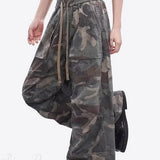 Pantalones cargo de camuflaje de cintura alta y pierna ancha