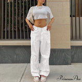 Pantalones cargo de pierna recta con piernas anchas y sueltas, estilo casual.