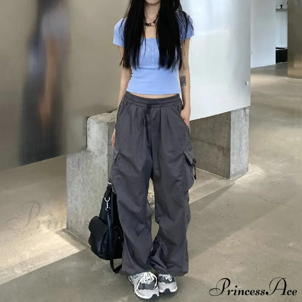 Pantalón jogging casual de pierna ancha con bolsillos, corte recto.
