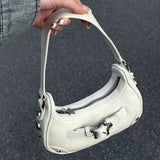 Bolso de hombro con estampado de estrellas blancas, lindo y casual.