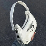 Bolso de hombro con estampado de estrellas blancas, lindo y casual.