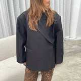 Blazer casual de lujo de gran tamaño con un botón y hombreras divididas con muescas